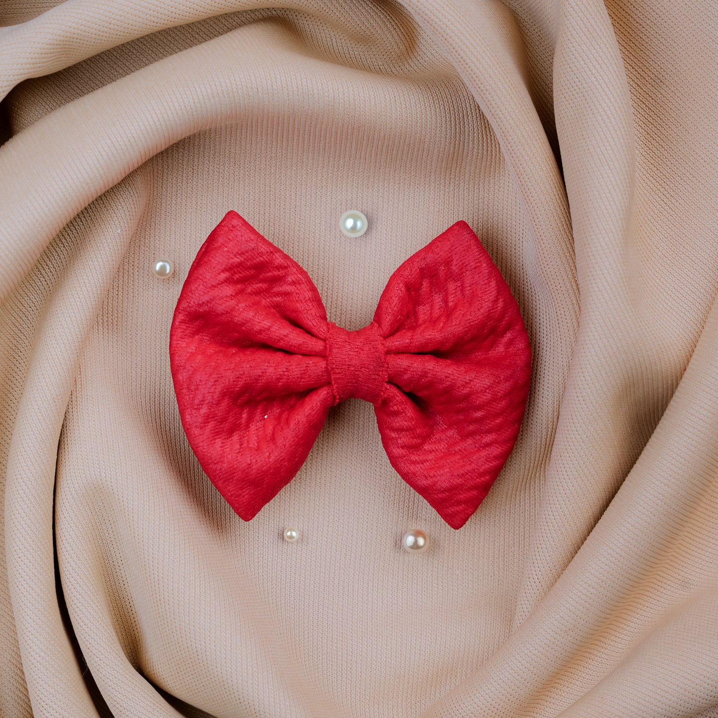 Berry Belle Set – 2 Mini Red Leather Textured Hair Bows