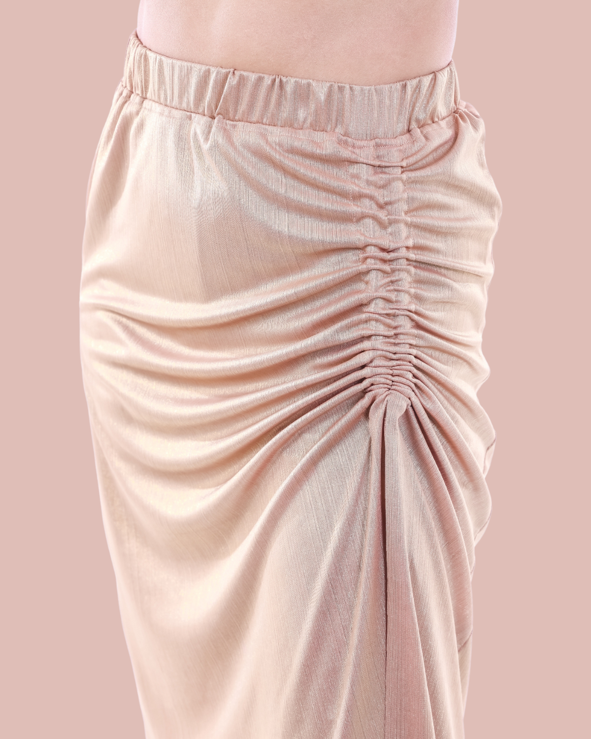 Women's High-Waist Ruched Satin Midi Skirt