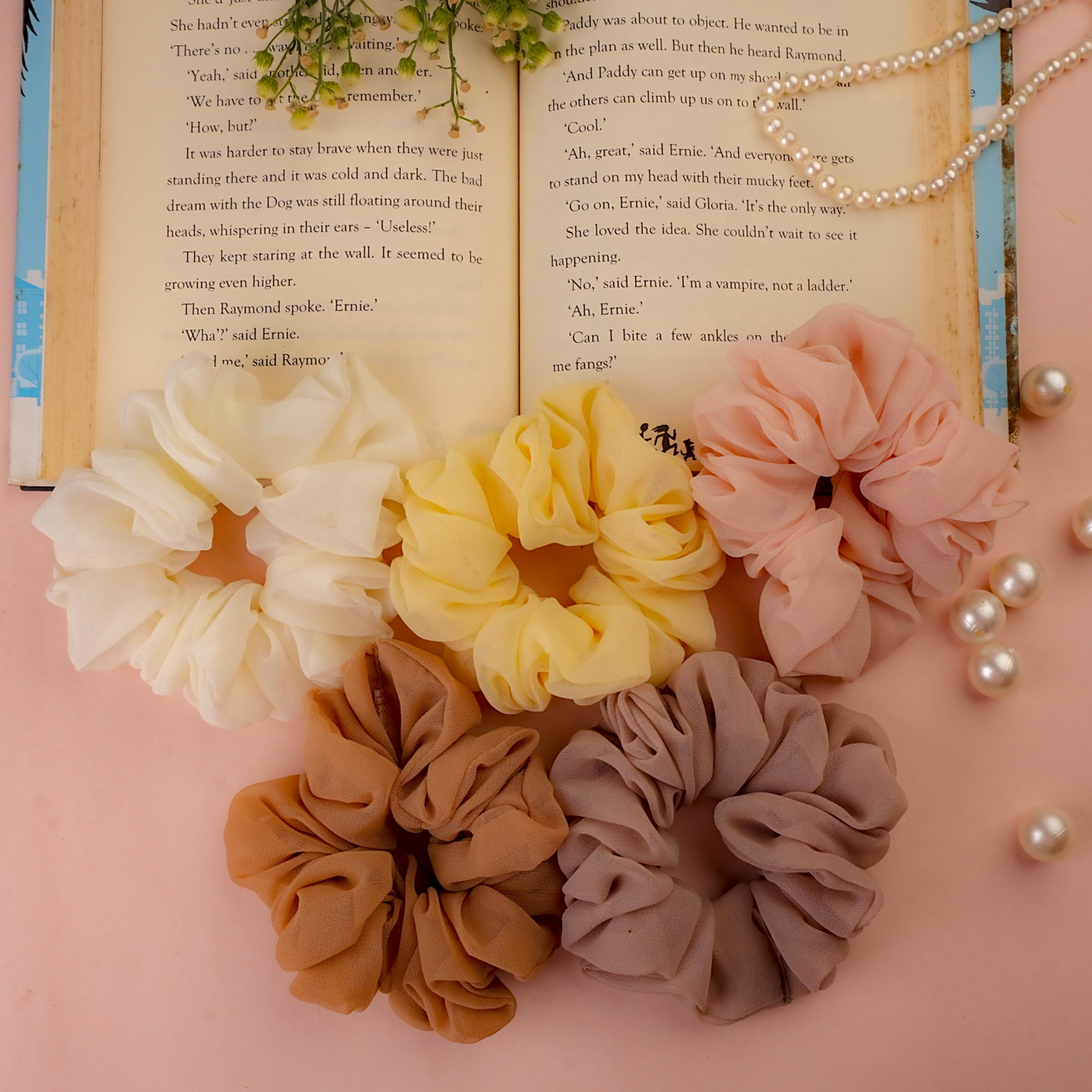 Pastel Bloom Scrunchie Set