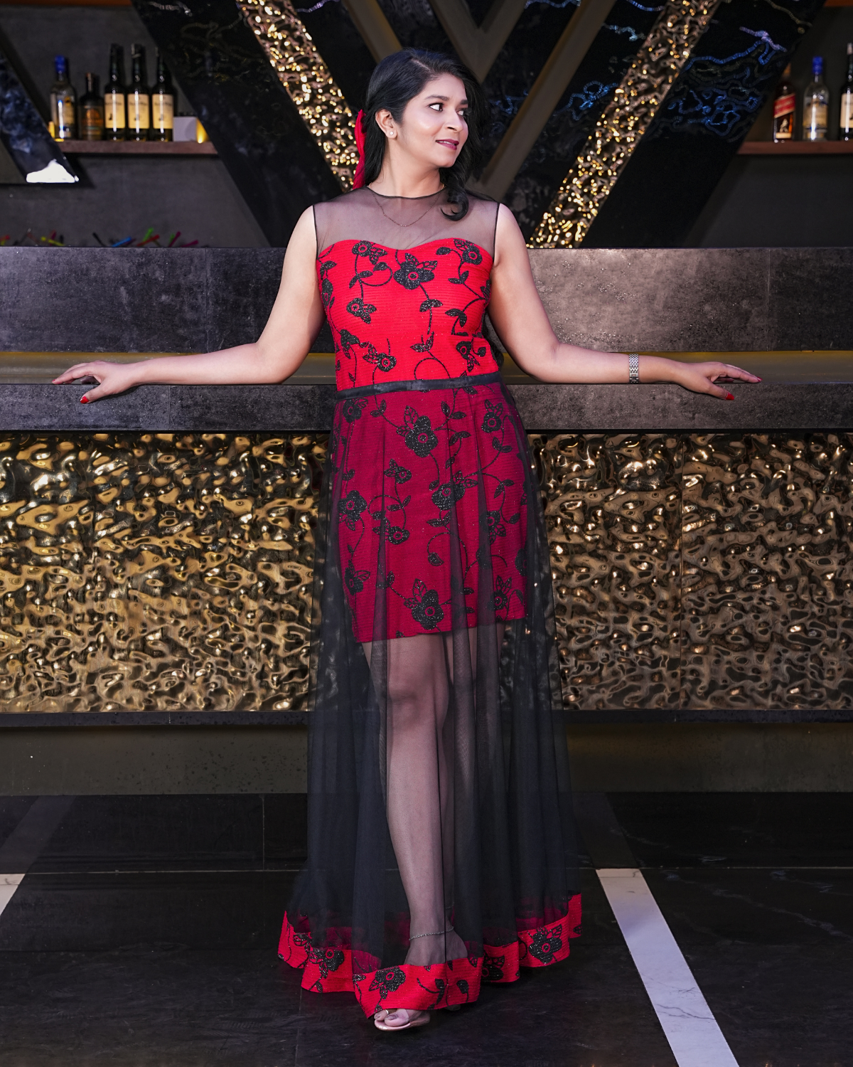 Midnight Rose Illusion Dress