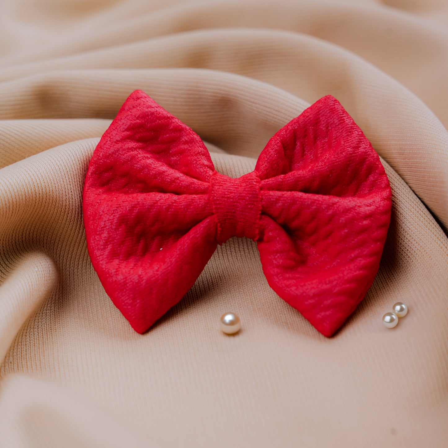 Cherry Luxe – Leather Textured Hair Bow For Girls