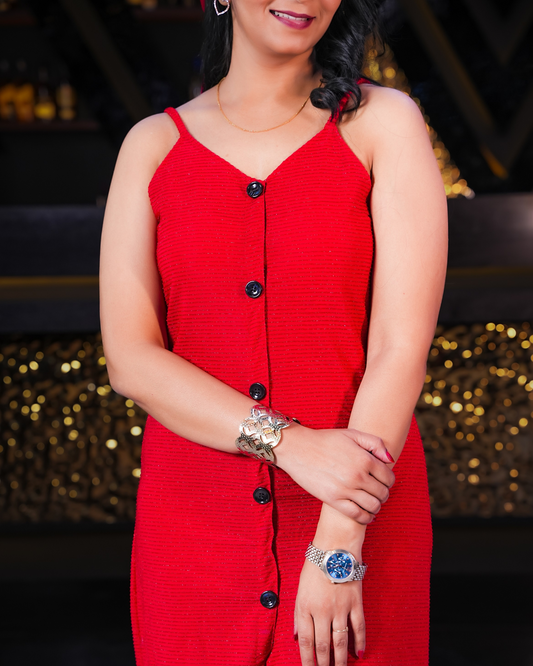 Women's Button-Front Spaghetti Strap Mini Dress